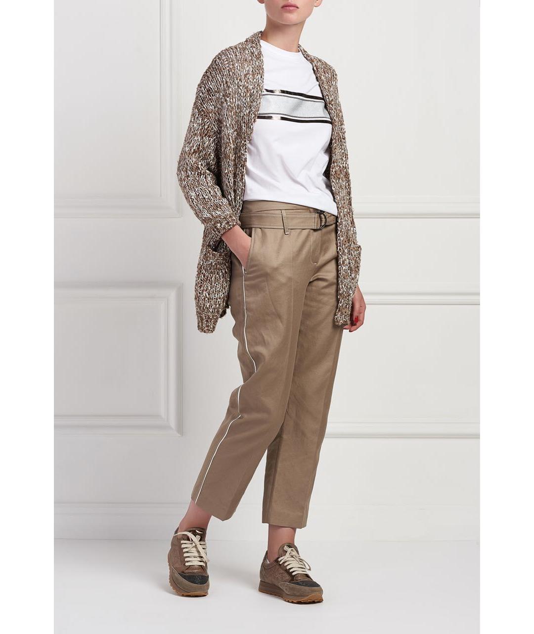 BRUNELLO CUCINELLI Коричневый льняной кардиган, фото 2