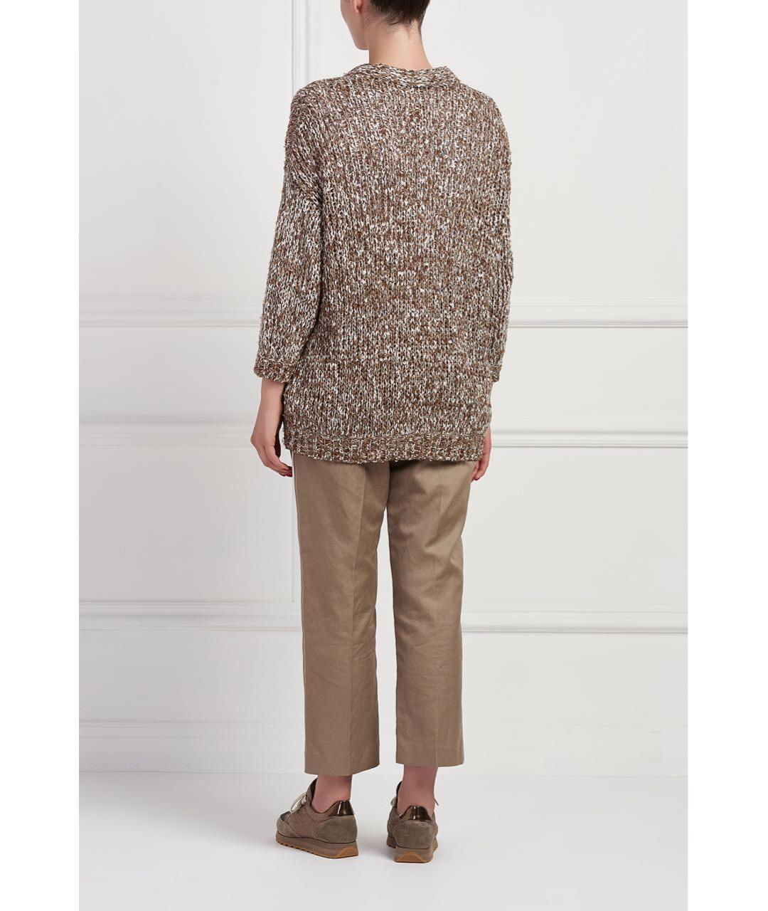 BRUNELLO CUCINELLI Коричневый льняной кардиган, фото 3