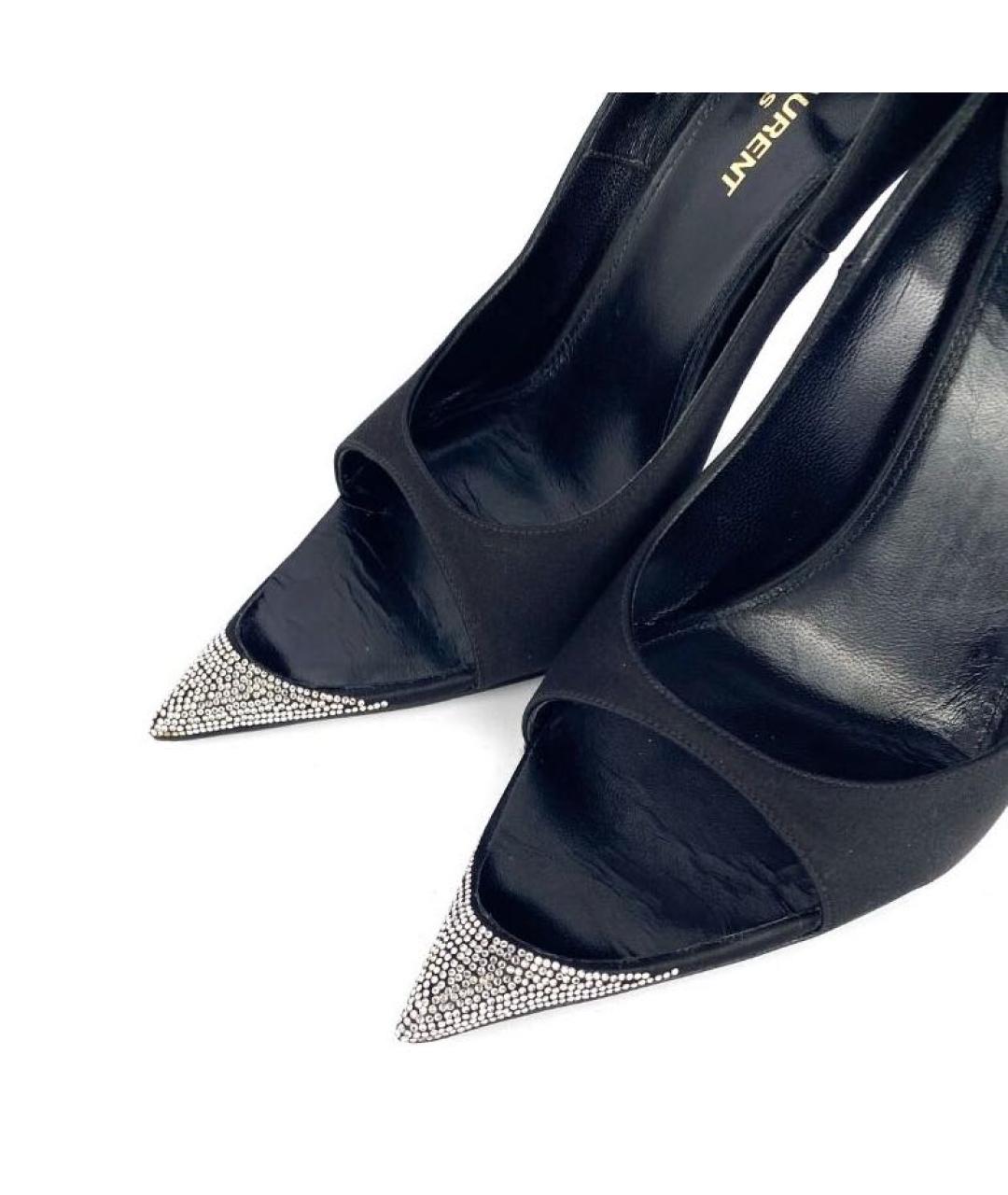 SAINT LAURENT Черные текстильные босоножки, фото 4