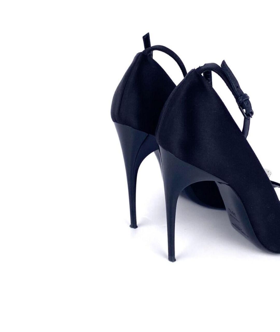 SAINT LAURENT Черные текстильные босоножки, фото 5