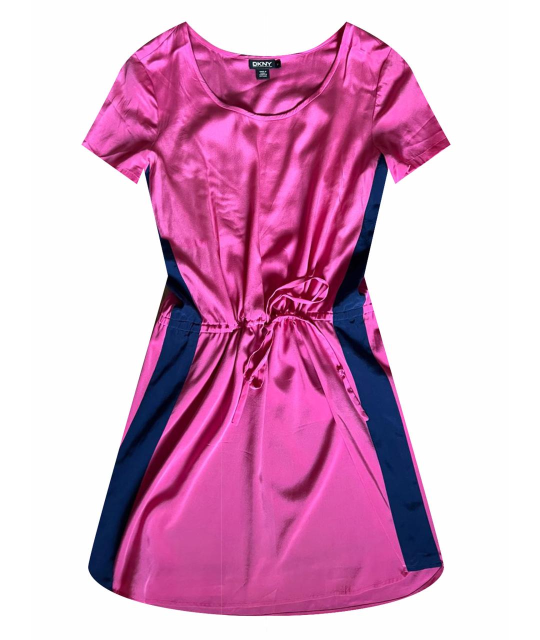 DKNY Розовое шелковое повседневное платье, фото 1