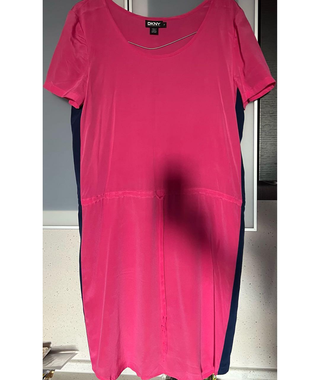 DKNY Розовое шелковое повседневное платье, фото 3