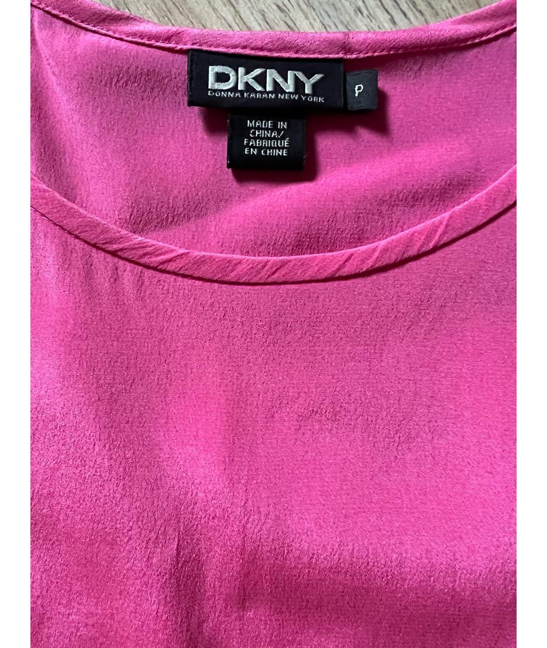 DKNY Розовое шелковое повседневное платье, фото 4
