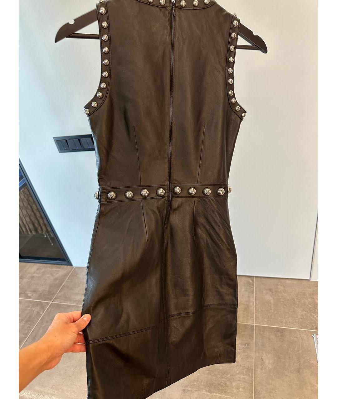 MICHAEL KORS Черное кожаное повседневное платье, фото 2