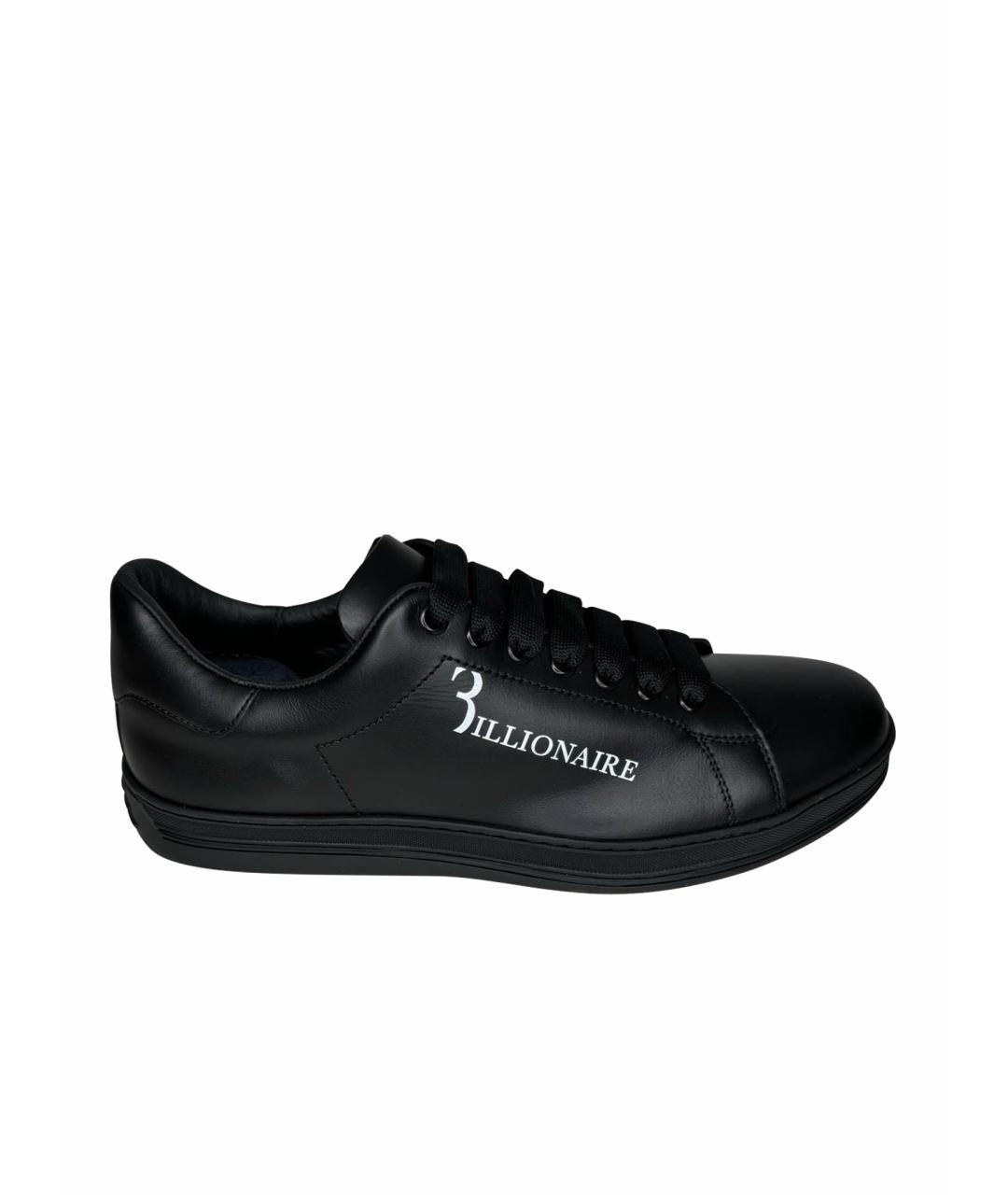 BILLIONAIRE Черные кожаные низкие кроссовки / кеды, фото 1