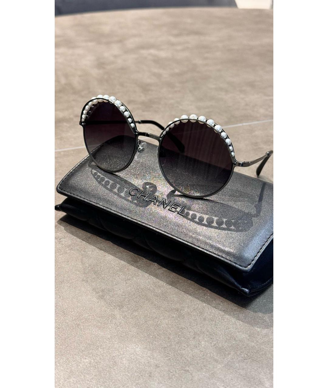 CHANEL Черные металлические солнцезащитные очки, фото 2