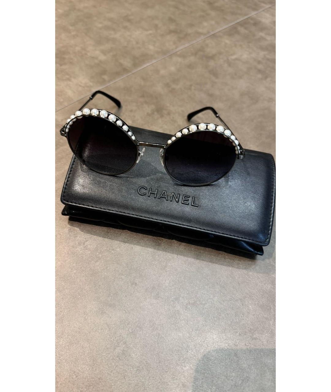 CHANEL Черные металлические солнцезащитные очки, фото 4