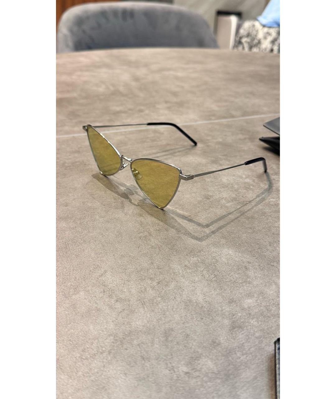 SAINT LAURENT Золотые металлические солнцезащитные очки, фото 4