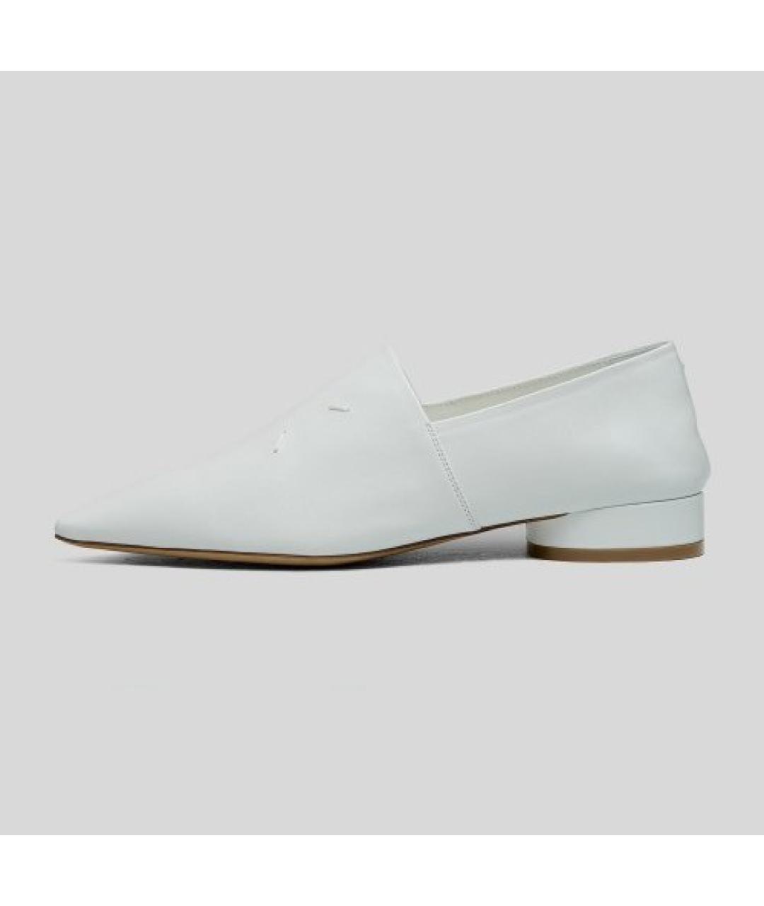 MAISON MARGIELA Белые кожаные лодочки на низком каблуке, фото 8