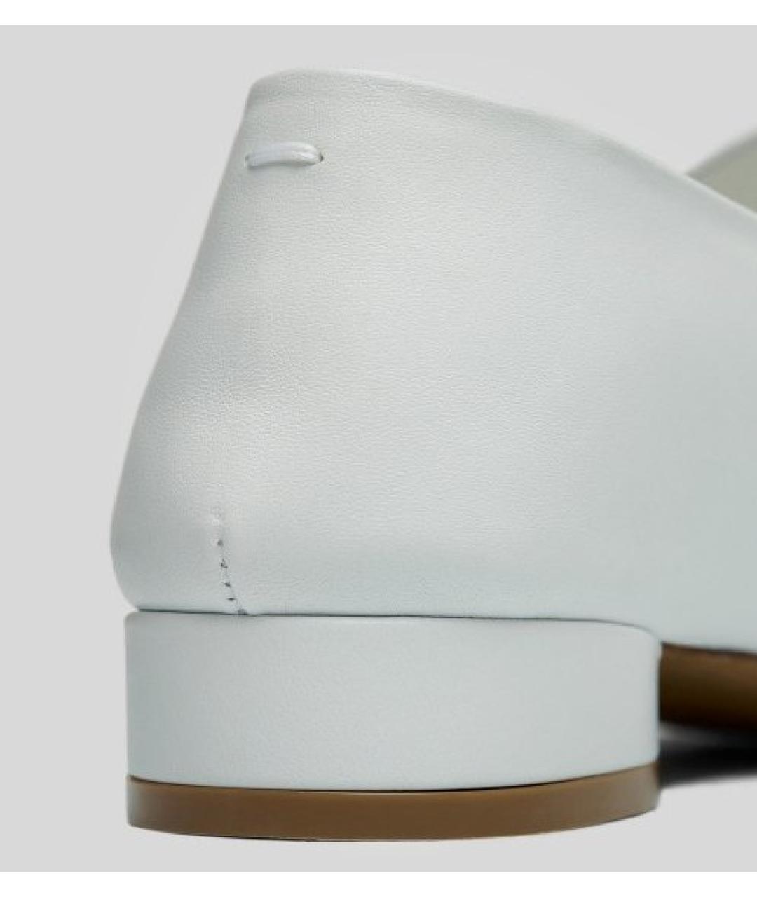 MAISON MARGIELA Белые кожаные лодочки на низком каблуке, фото 4