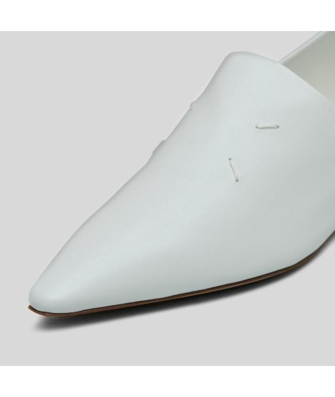 MAISON MARGIELA Белые кожаные лодочки на низком каблуке, фото 3