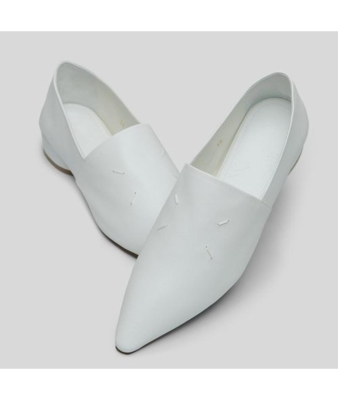 MAISON MARGIELA Белые кожаные лодочки на низком каблуке, фото 6