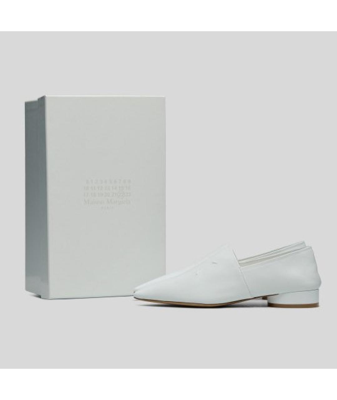 MAISON MARGIELA Белые кожаные лодочки на низком каблуке, фото 5