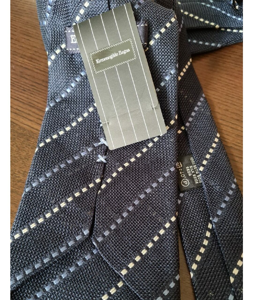ERMENEGILDO ZEGNA Темно-синий шелковый галстук, фото 3