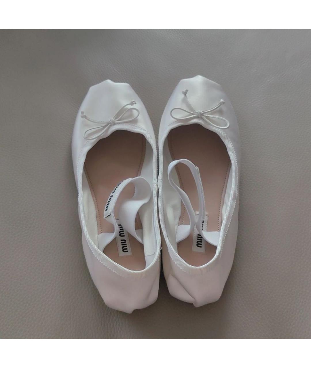 MIU MIU Белые текстильные балетки, фото 4