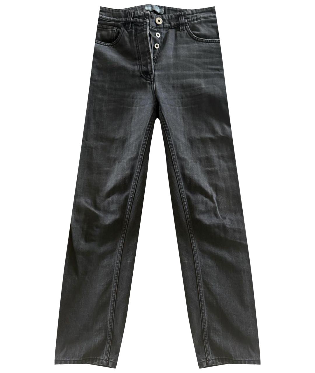 PRADA Антрацитовые хлопковые прямые джинсы, фото 1