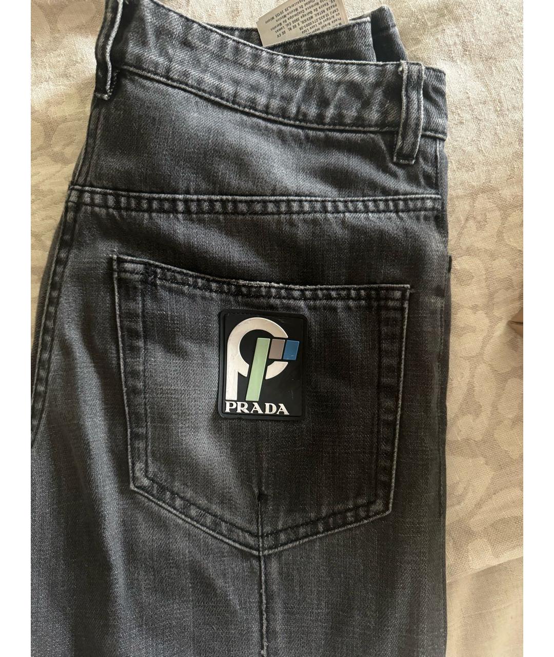 PRADA Антрацитовые хлопковые прямые джинсы, фото 4