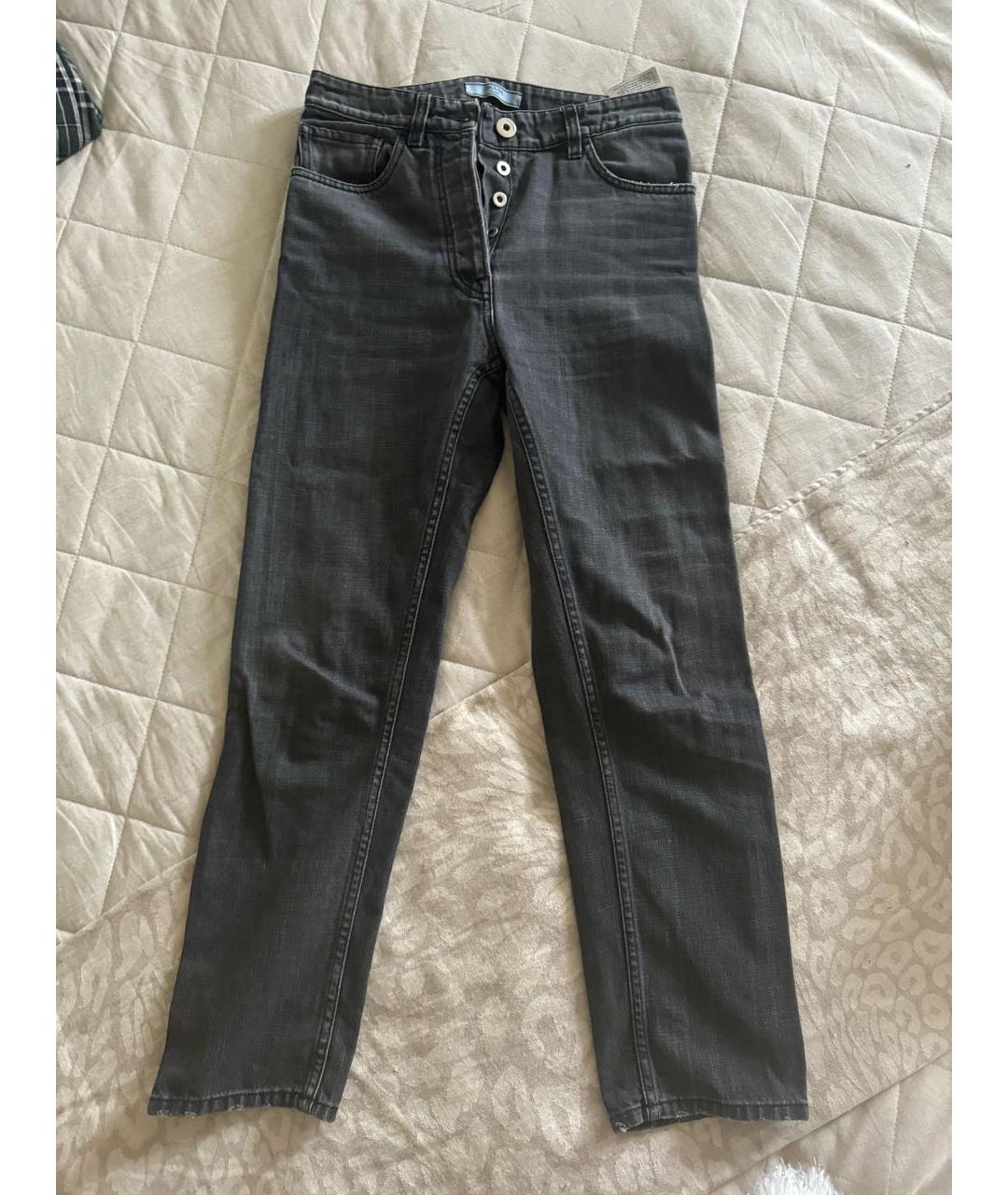 PRADA Антрацитовые хлопковые прямые джинсы, фото 7