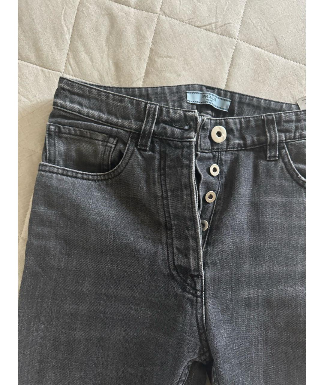PRADA Антрацитовые хлопковые прямые джинсы, фото 3
