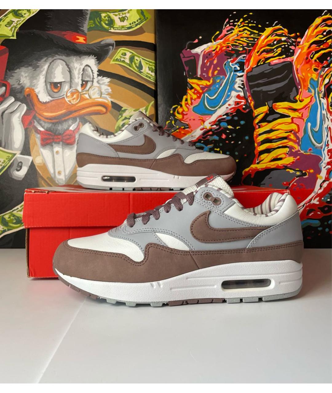 NIKE Коричневые кожаные низкие кроссовки / кеды, фото 5