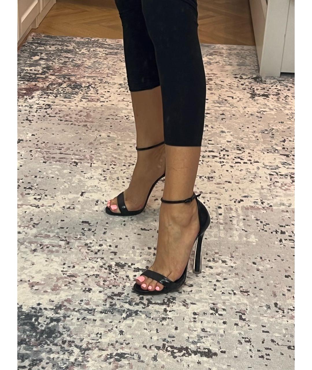 CASADEI Черные босоножки из лакированной кожи, фото 7