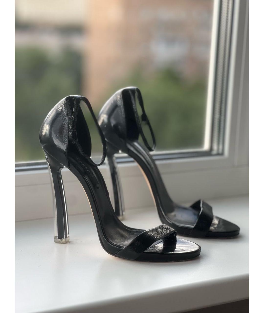 CASADEI Черные босоножки из лакированной кожи, фото 9