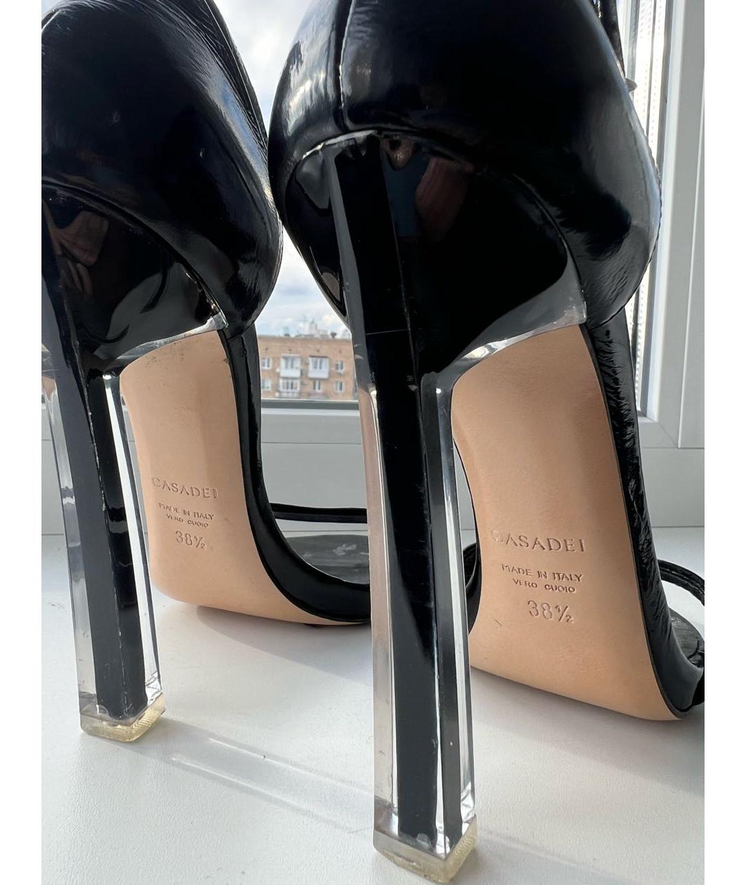 CASADEI Черные босоножки из лакированной кожи, фото 4