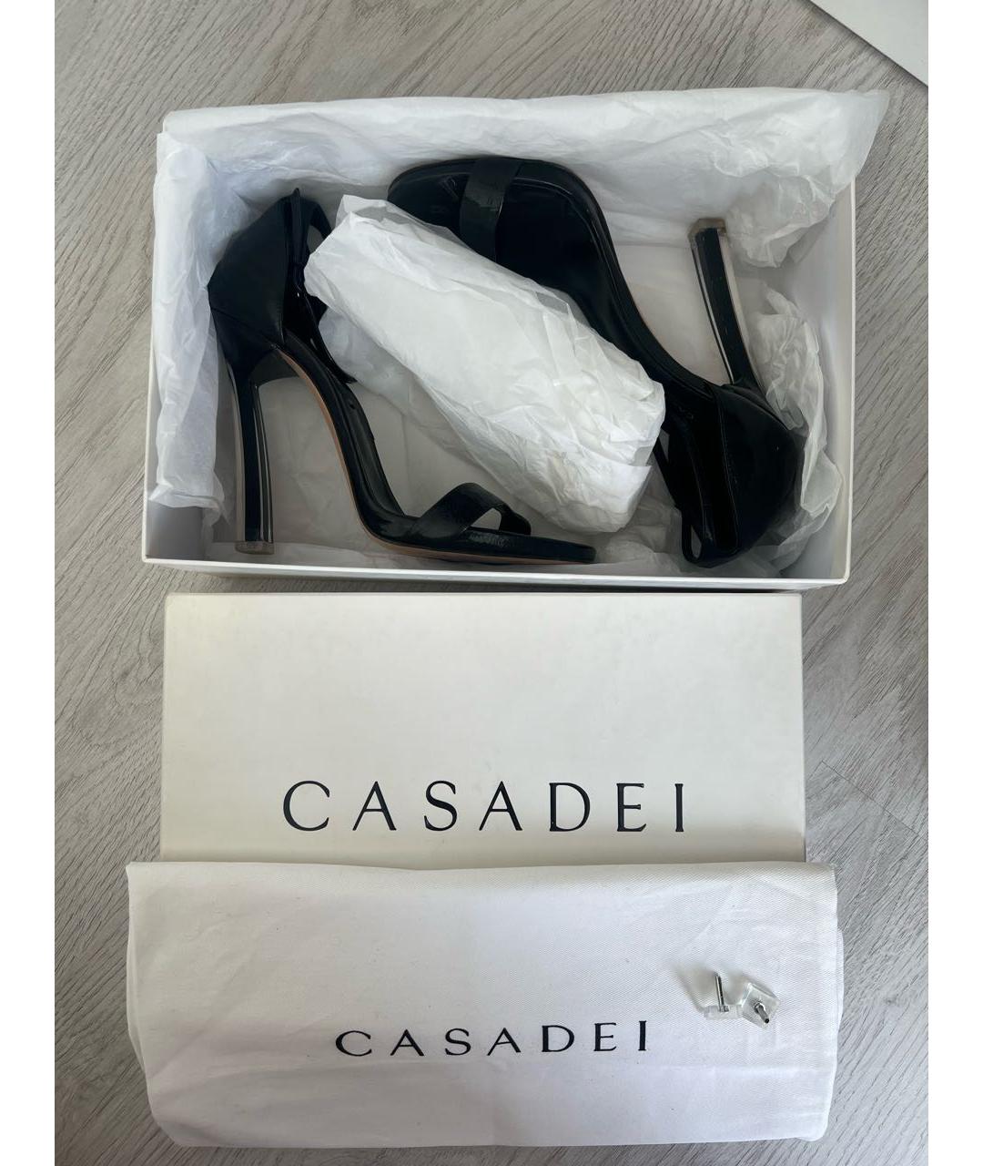 CASADEI Черные босоножки из лакированной кожи, фото 5