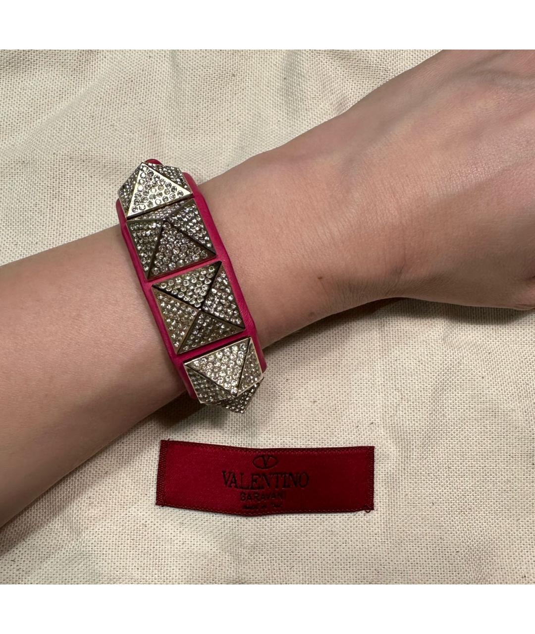 VALENTINO Розовый кожаный браслет, фото 6