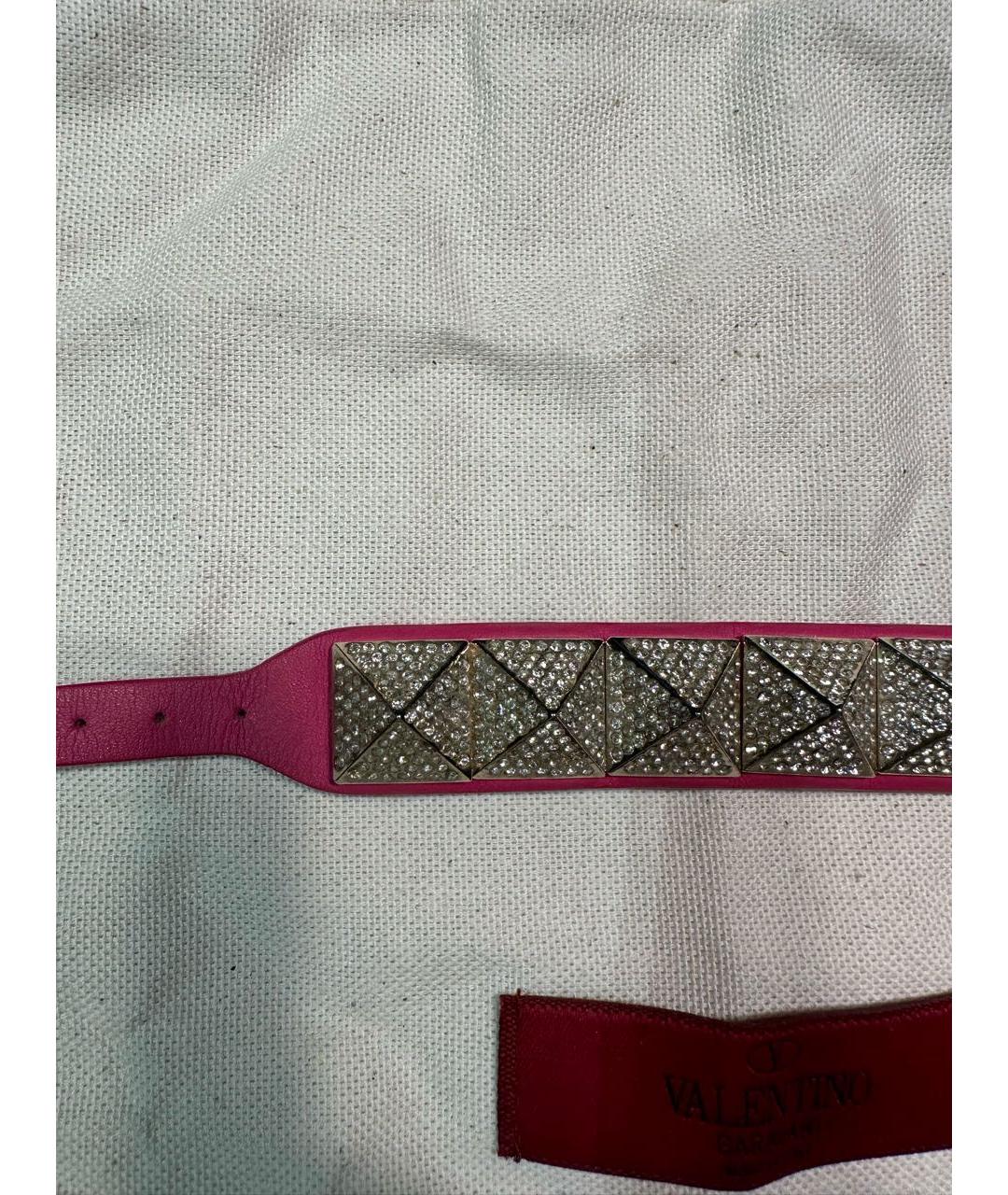 VALENTINO Розовый кожаный браслет, фото 5