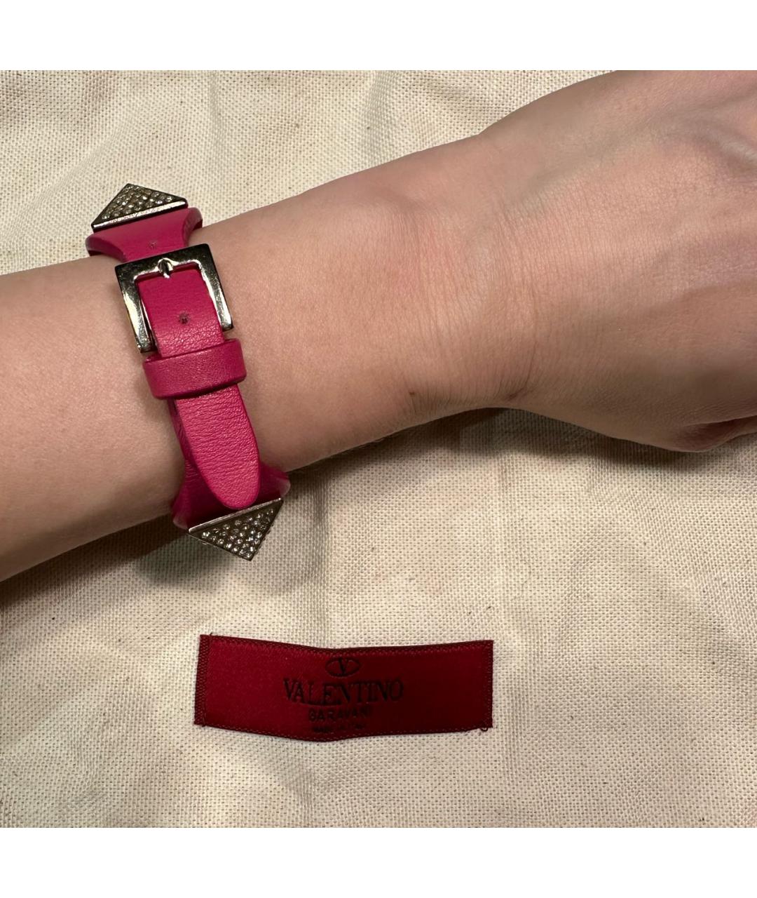 VALENTINO Розовый кожаный браслет, фото 7