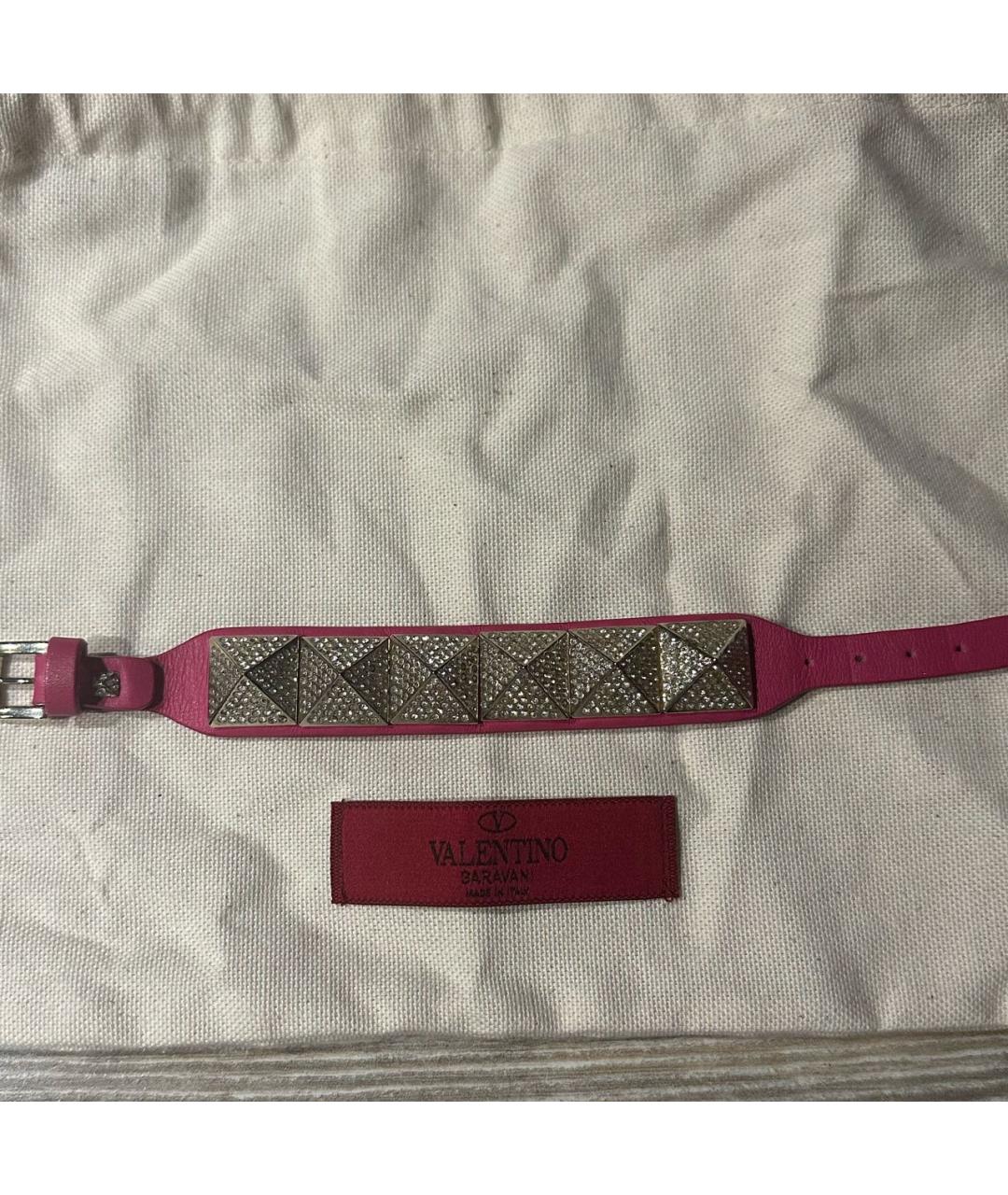 VALENTINO Розовый кожаный браслет, фото 8