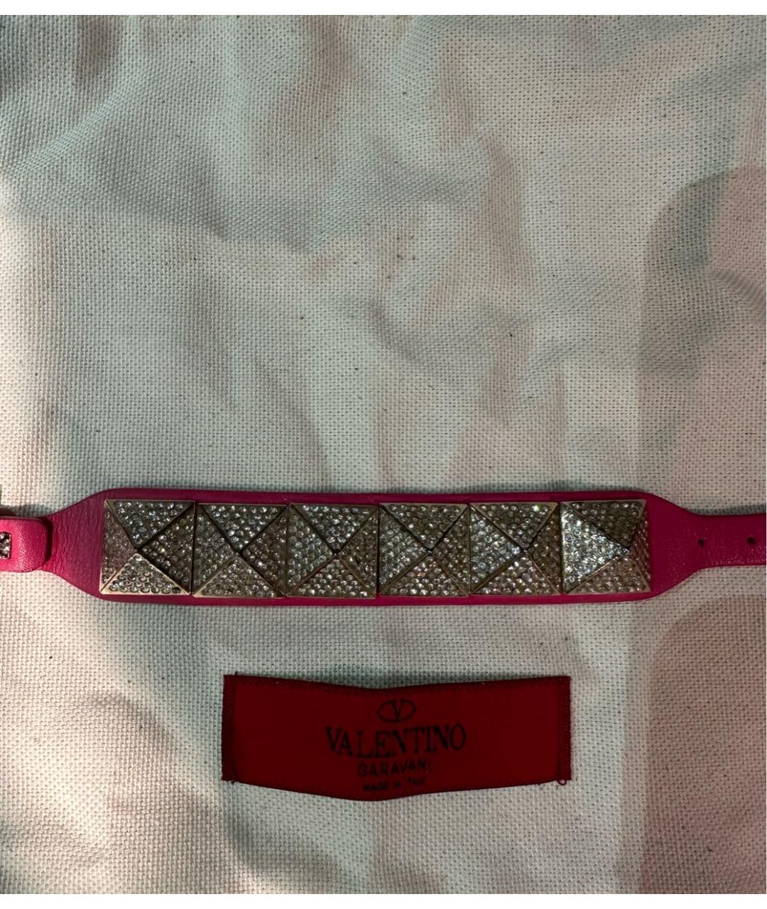 VALENTINO Розовый кожаный браслет, фото 2