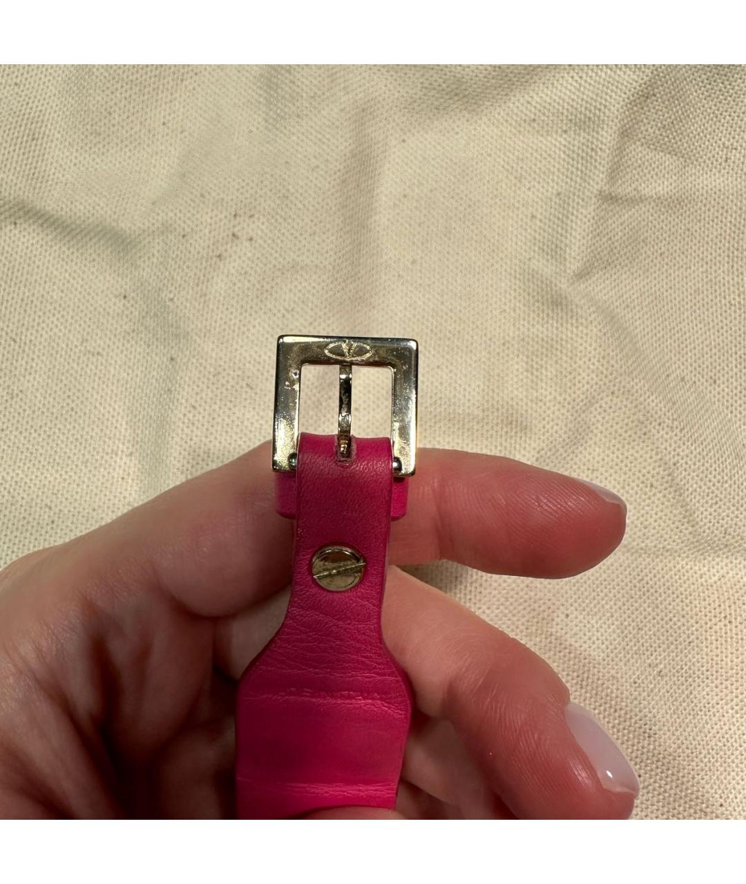 VALENTINO Розовый кожаный браслет, фото 4