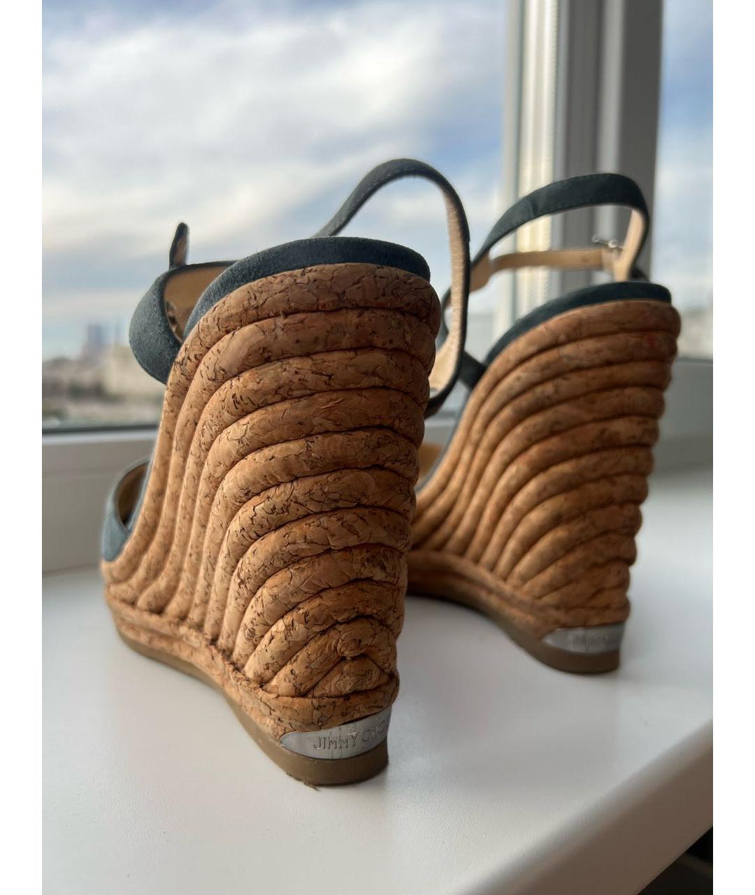 JIMMY CHOO Голубые замшевые босоножки, фото 2