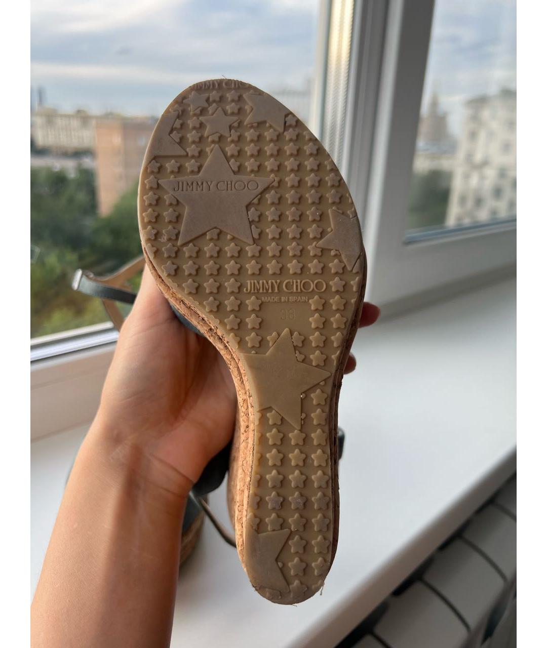 JIMMY CHOO Голубые замшевые босоножки, фото 4