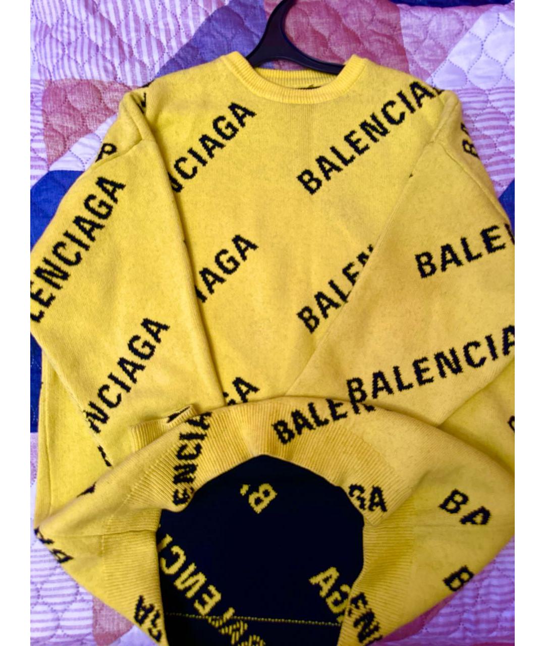 BALENCIAGA Желтый шерстяной джемпер / свитер, фото 2