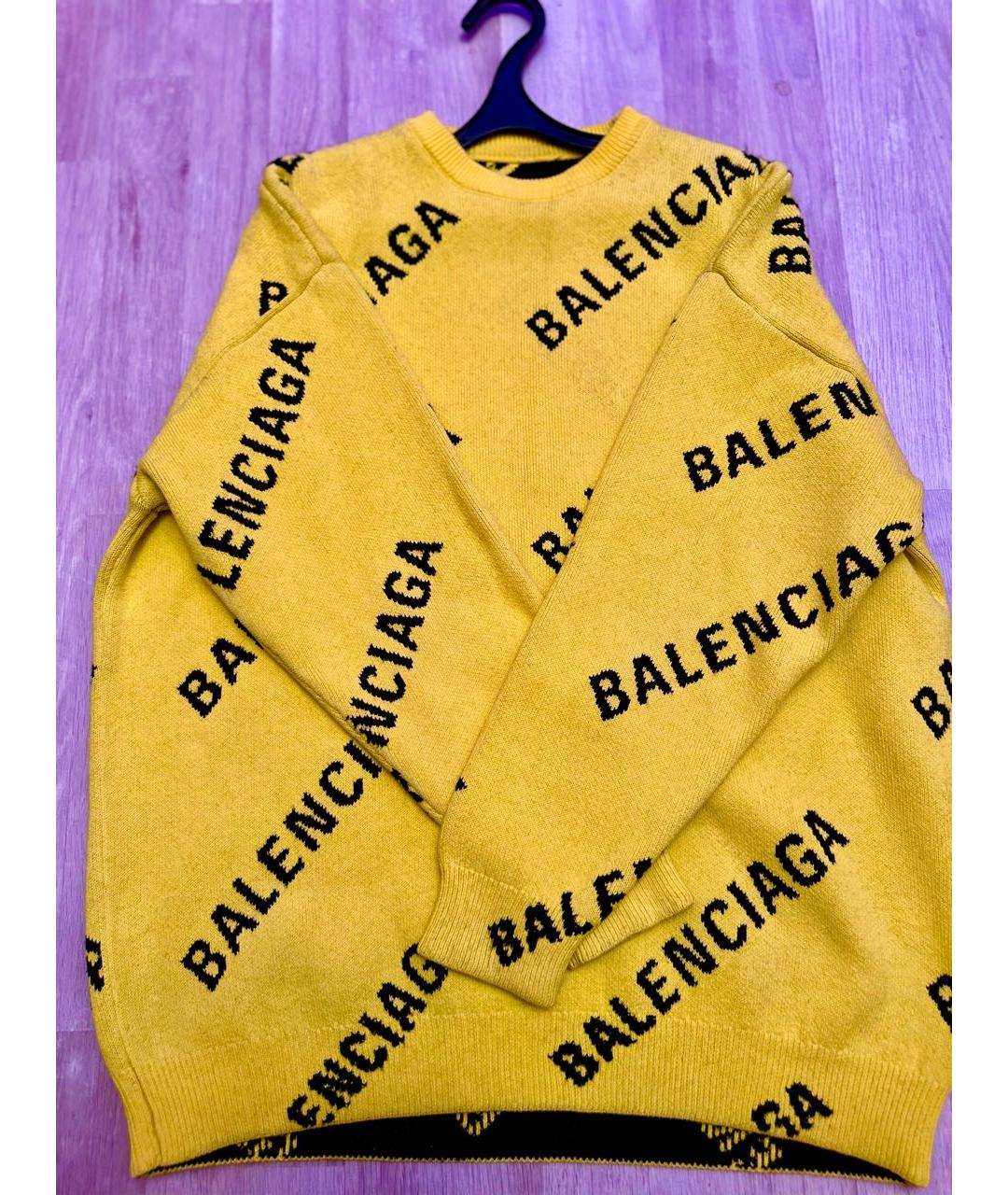 BALENCIAGA Желтый шерстяной джемпер / свитер, фото 3