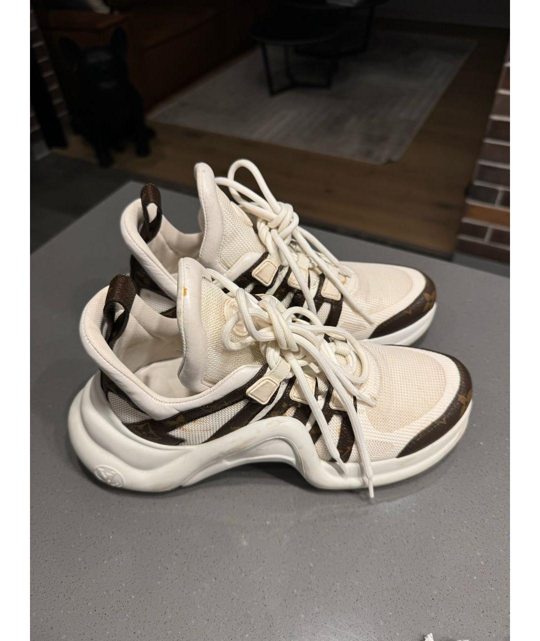 LOUIS VUITTON Белые кожаные кроссовки, фото 7