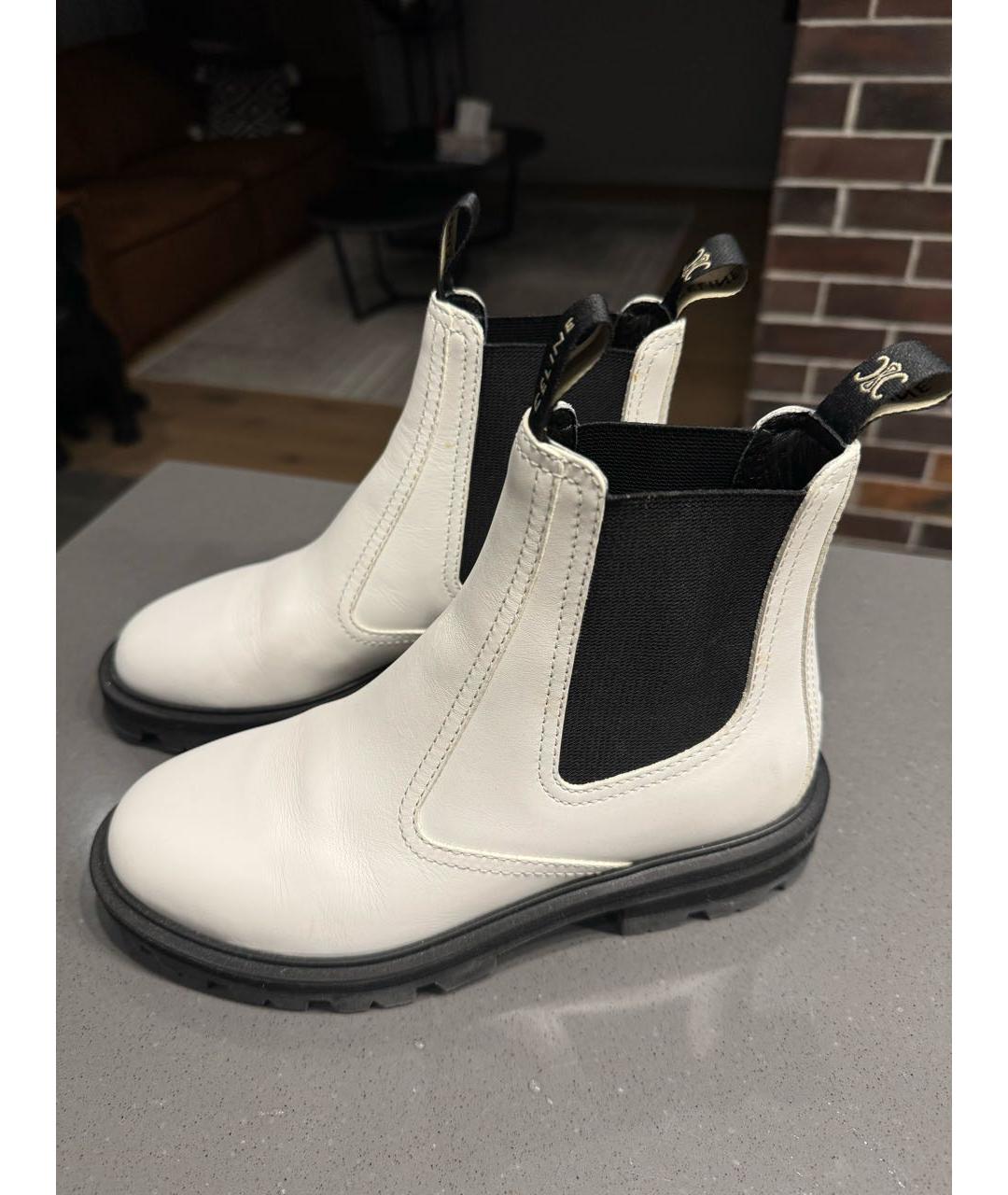 CELINE Белые кожаные ботинки, фото 8