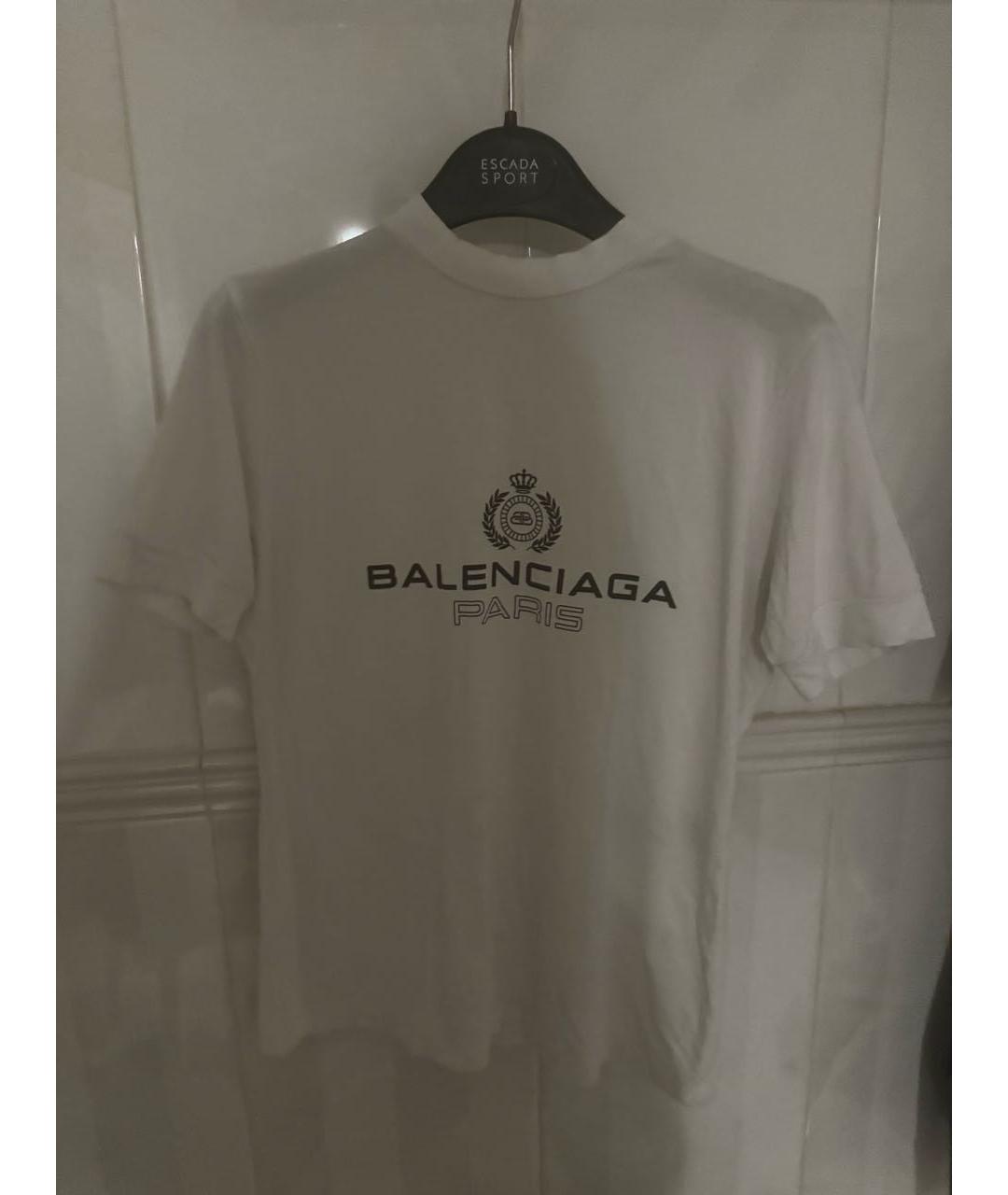 BALENCIAGA Белая хлопко-эластановая футболка, фото 4