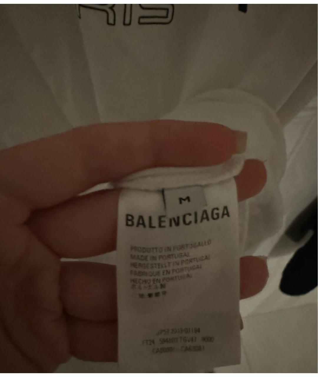 BALENCIAGA Белая хлопко-эластановая футболка, фото 3