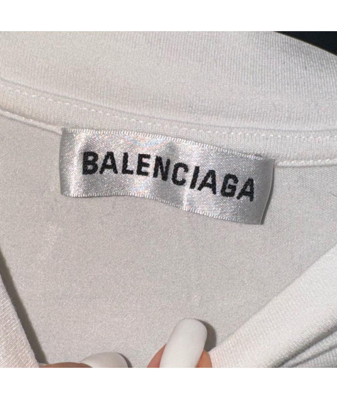 BALENCIAGA Белая хлопко-эластановая футболка, фото 2