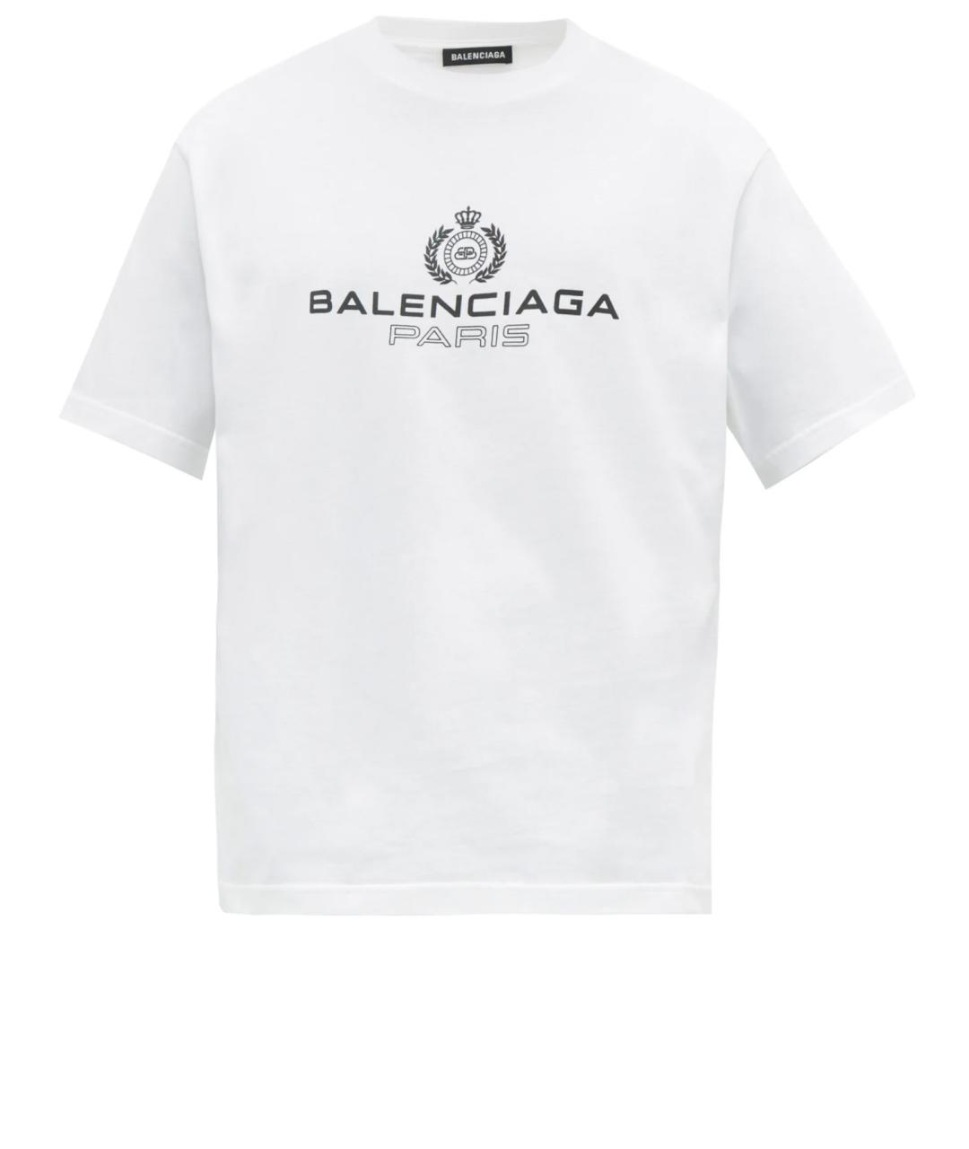 BALENCIAGA Белая хлопко-эластановая футболка, фото 1