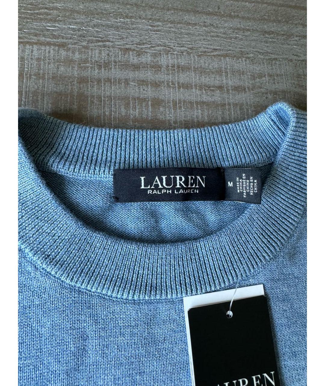 RALPH LAUREN Голубой хлопковый джемпер / свитер, фото 4