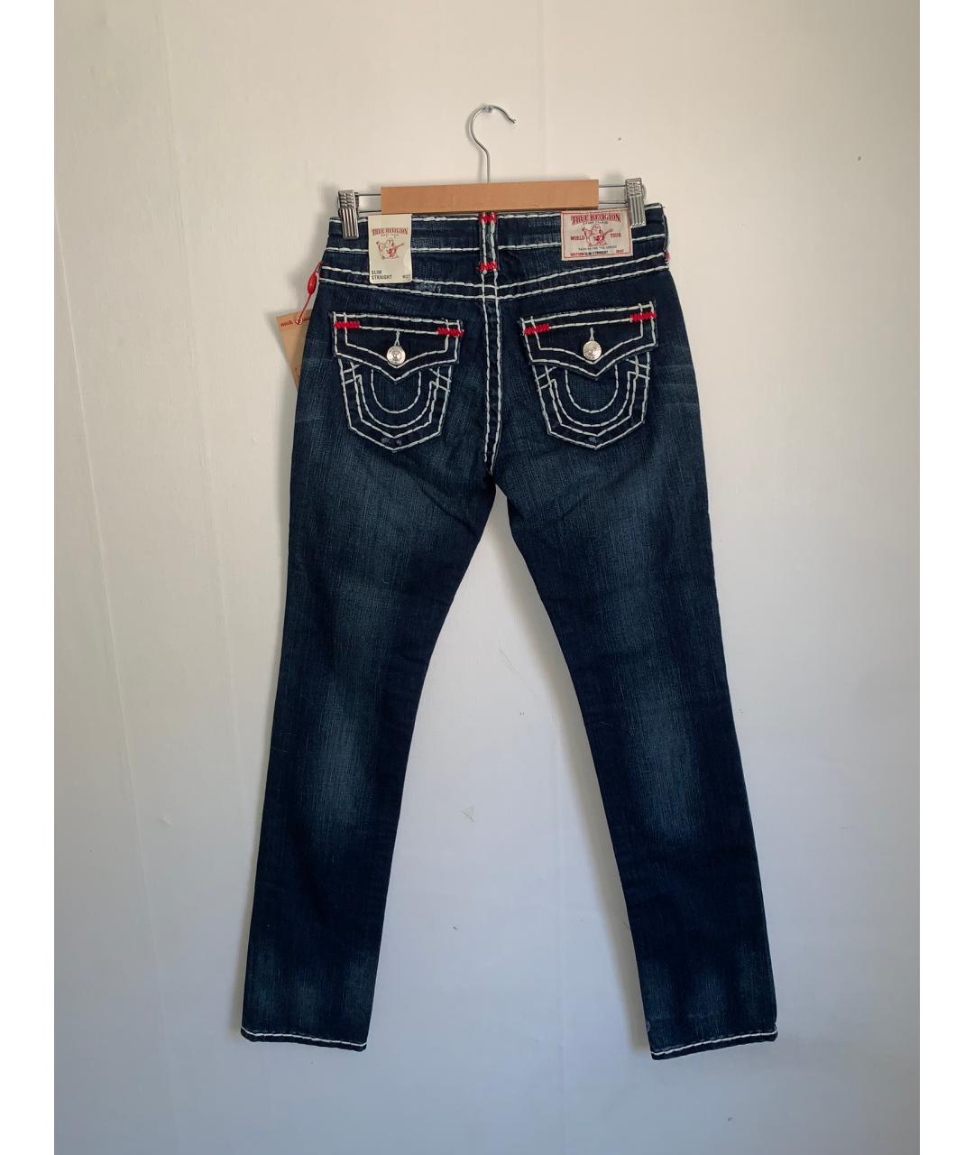 TRUE RELIGION Синие хлопковые прямые джинсы, фото 4