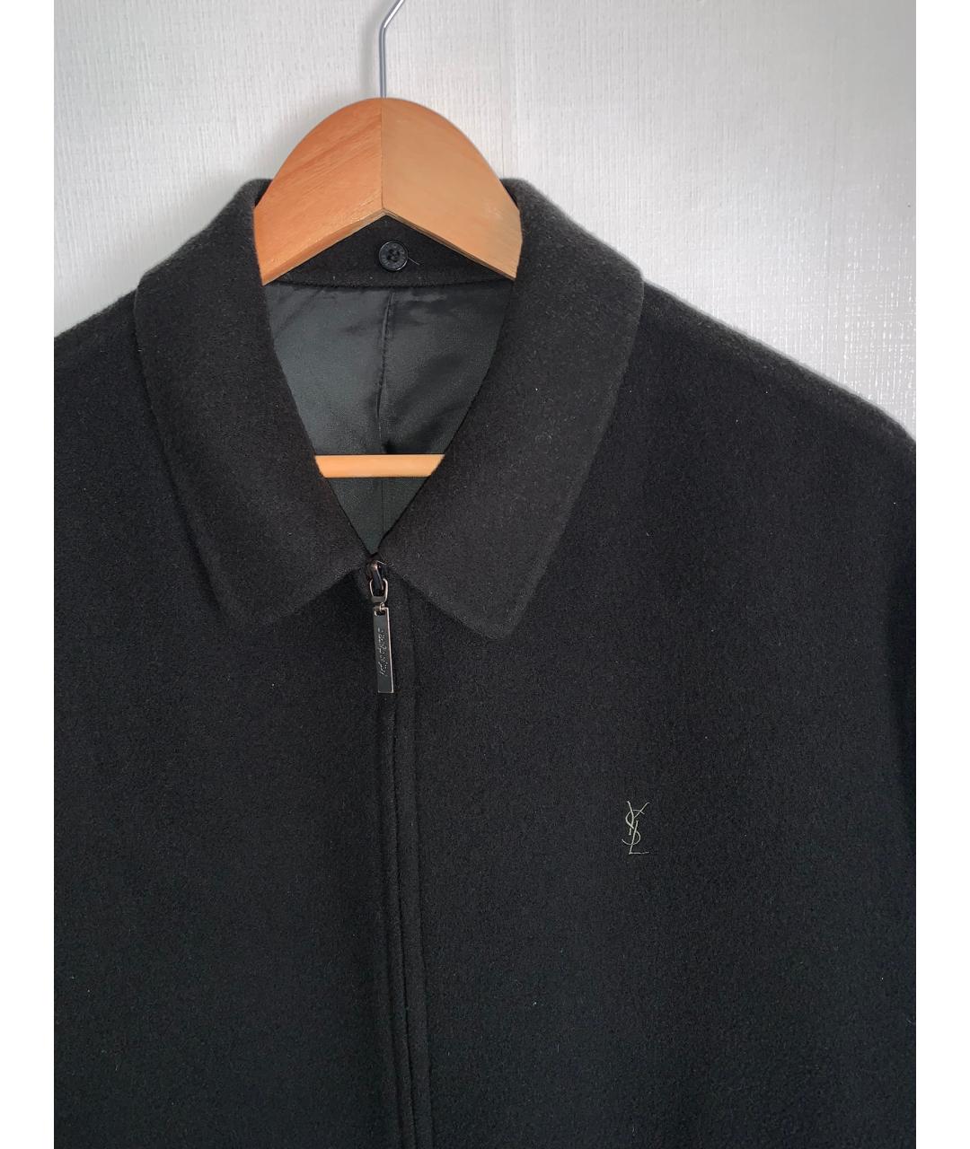 SAINT LAURENT Черное шерстяное пальто, фото 2