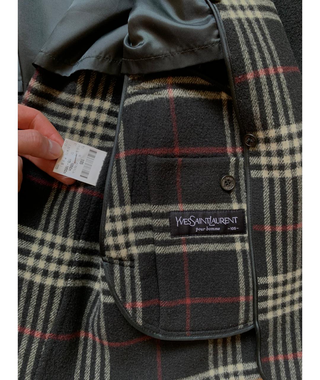 SAINT LAURENT Черное шерстяное пальто, фото 6
