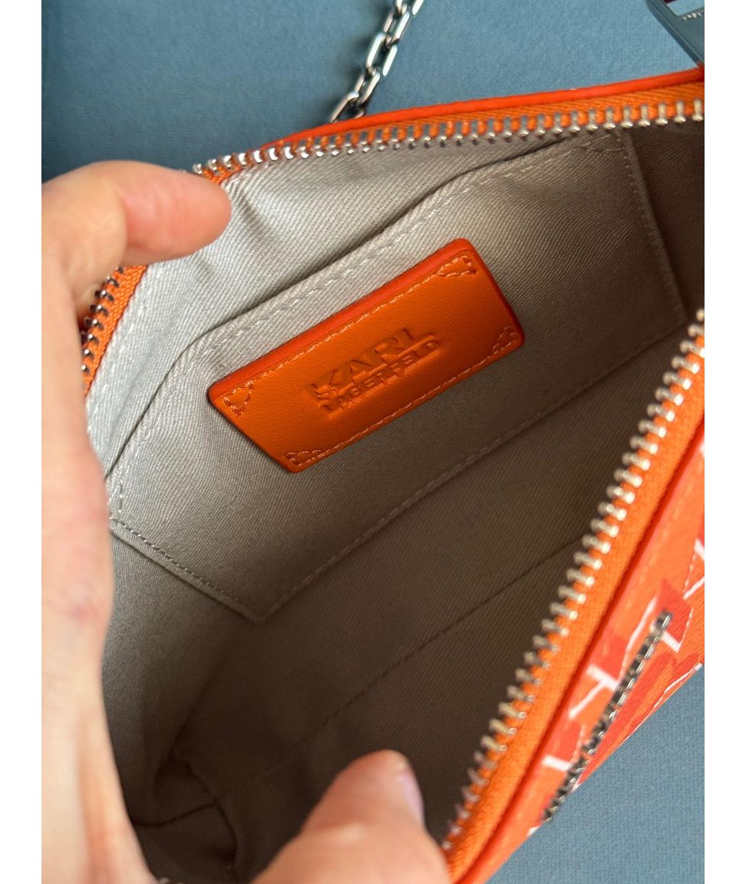KARL LAGERFELD Оранжевая сумка с короткими ручками из искусственной кожи, фото 4