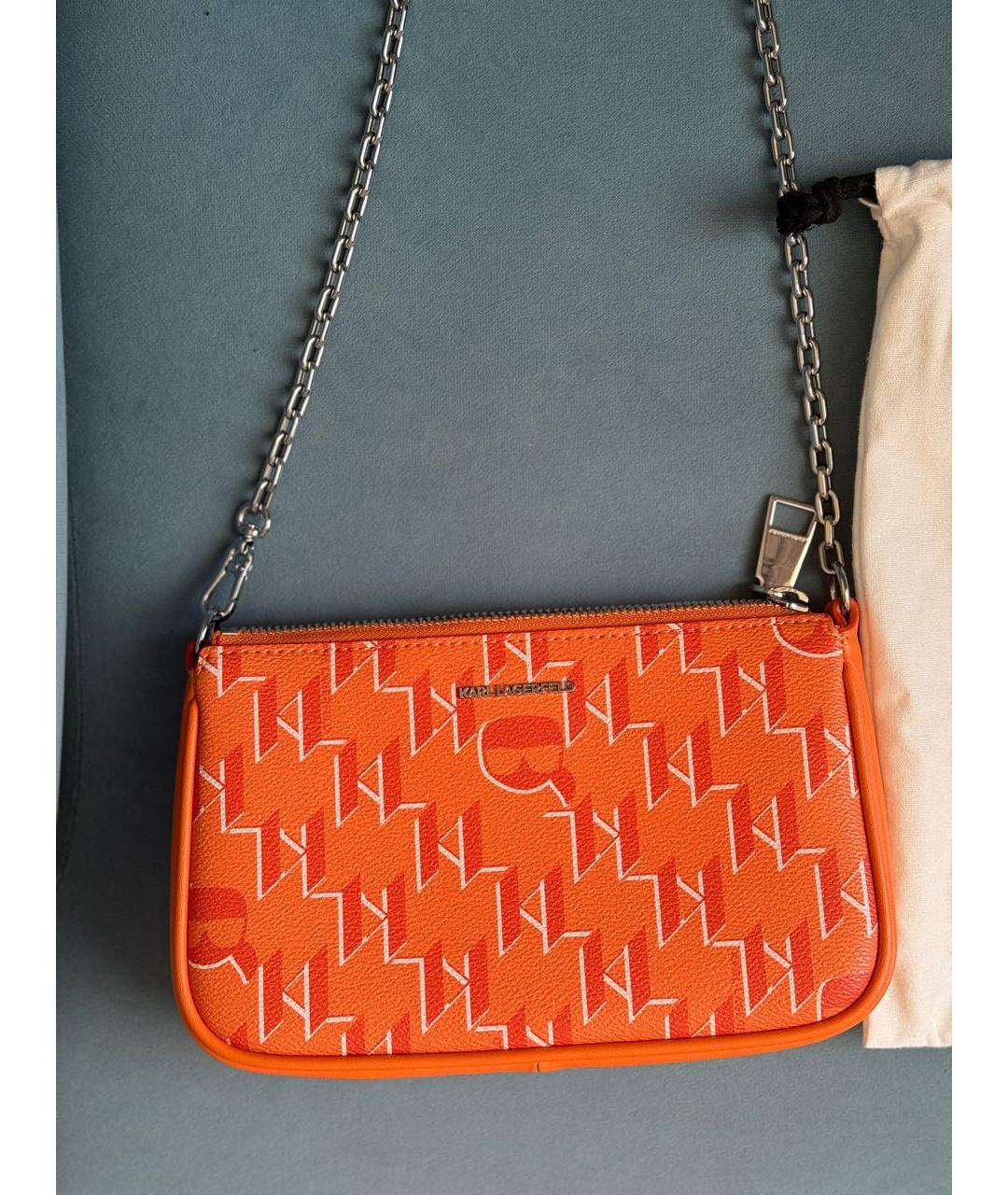 KARL LAGERFELD Оранжевая сумка с короткими ручками из искусственной кожи, фото 2